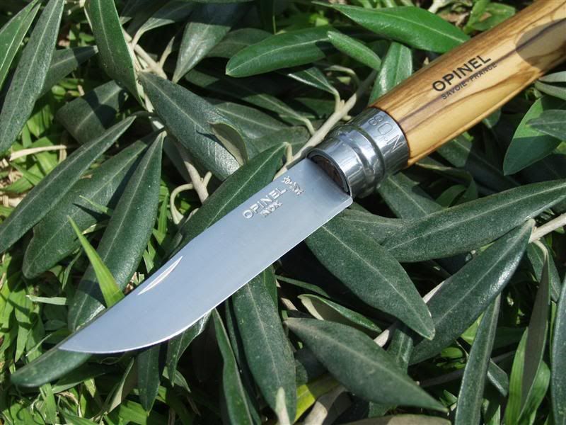 OPINEL NO 8 STAINLESS STEEL OLIVE WOOD HANDLE