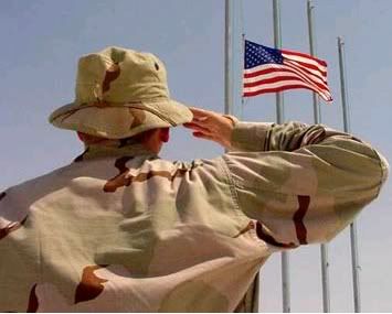 HalfMast US Flag w/ Soldier Salute Pictures, Images and Photos