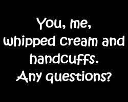 You Me Whipped Cream & Handcuffs Any Questions