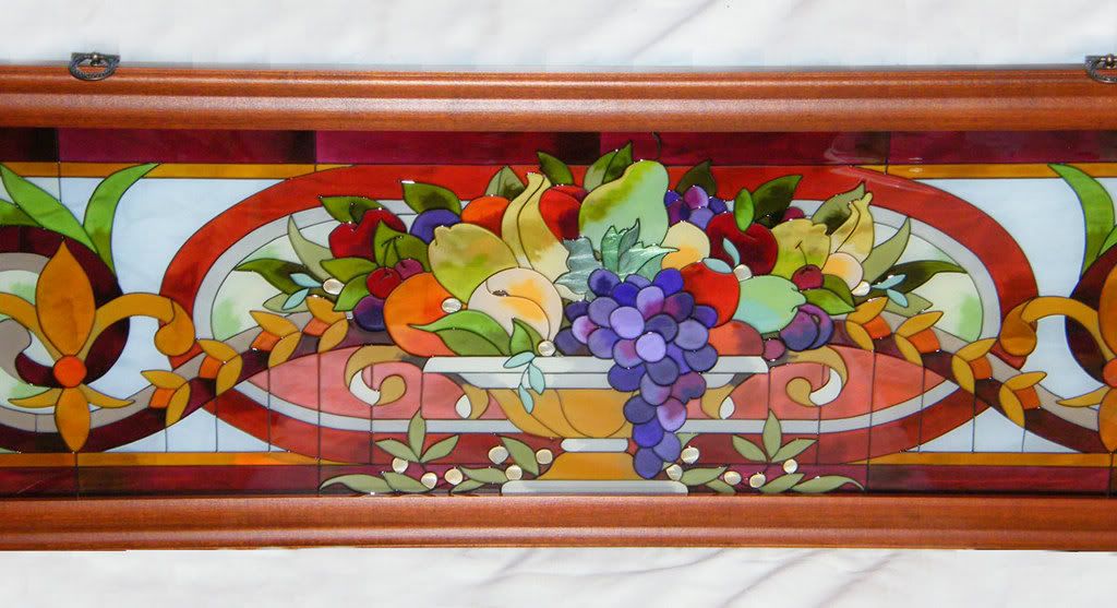 TIFFANY FRUIT BOWL 37x10 STAINED GLASS WINDOW PANEL
