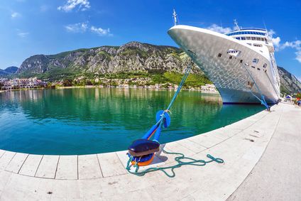 Mediterranean Cruise Ship docking in Kotor Montenegro