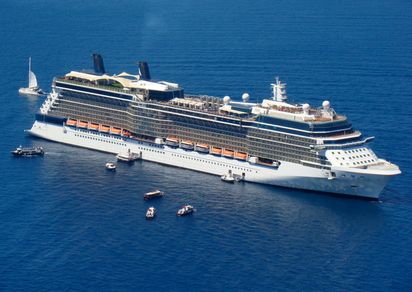 Mediterranean Cruise Ship in Santorino Greece