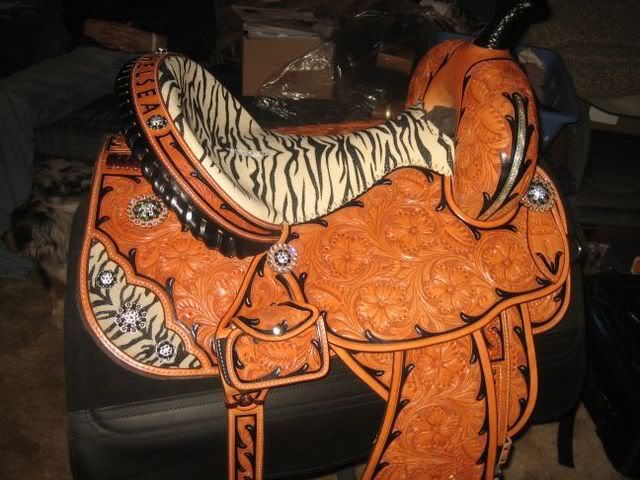 zebra barrel saddle