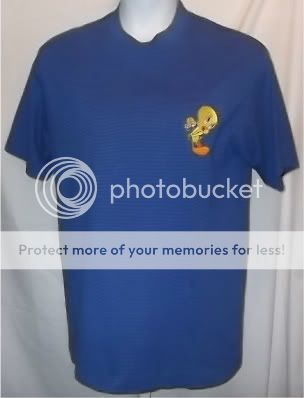 SIX FLAGS THEME PARK Blue On Blue TWEETY Short Sleeves T Shirt